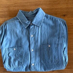 Mack Weldon Light Blue Chambray Casual Button Down Shirt size large